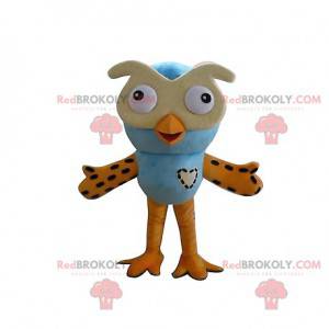Mascot blauwe en gele uilen. Uilen kostuum - Redbrokoly.com